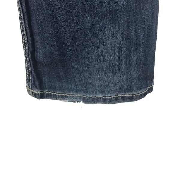 Cowgirl Up Jeans Western Bootcut Flare Blue 6 W29 Embellished Pockets Distress - Picture 4 of 10